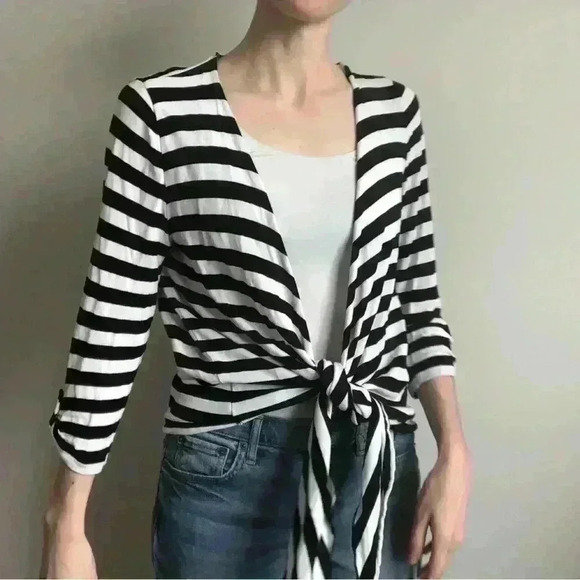 Belly Barclay Women’s Striped Black White Beach Cover Up Euro Summer Large - Picture 4 of 7